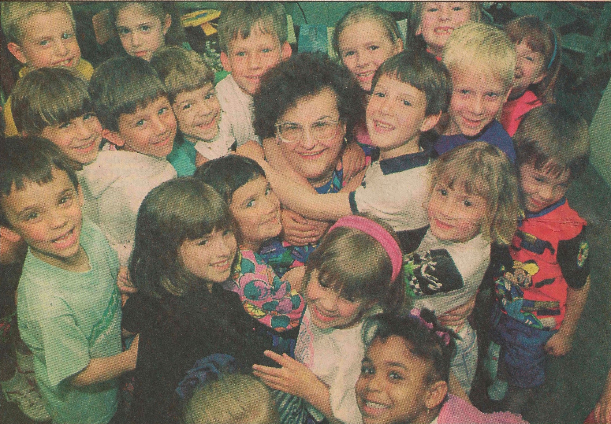 Caryl with her kindergarten students